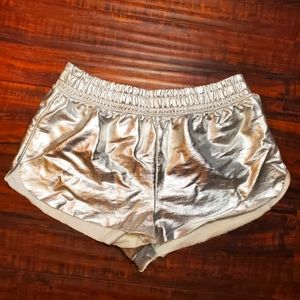 Metallic silver 70s style short shorts forever 21 size M